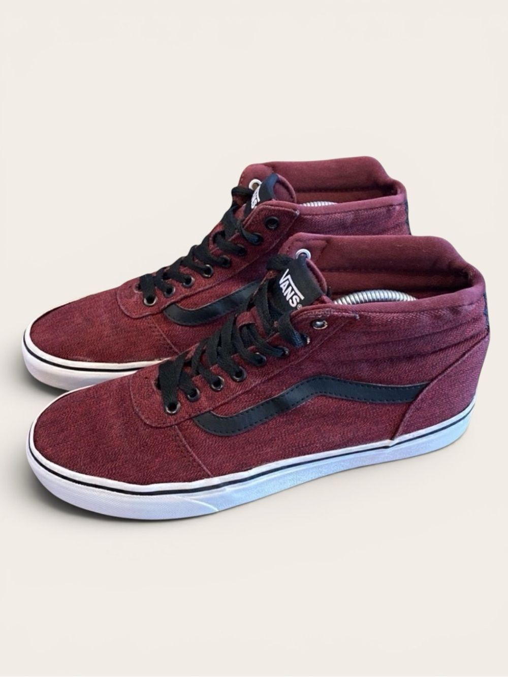 Vans SK8- High Top Retro Skate Shoes  Black Red Size 9